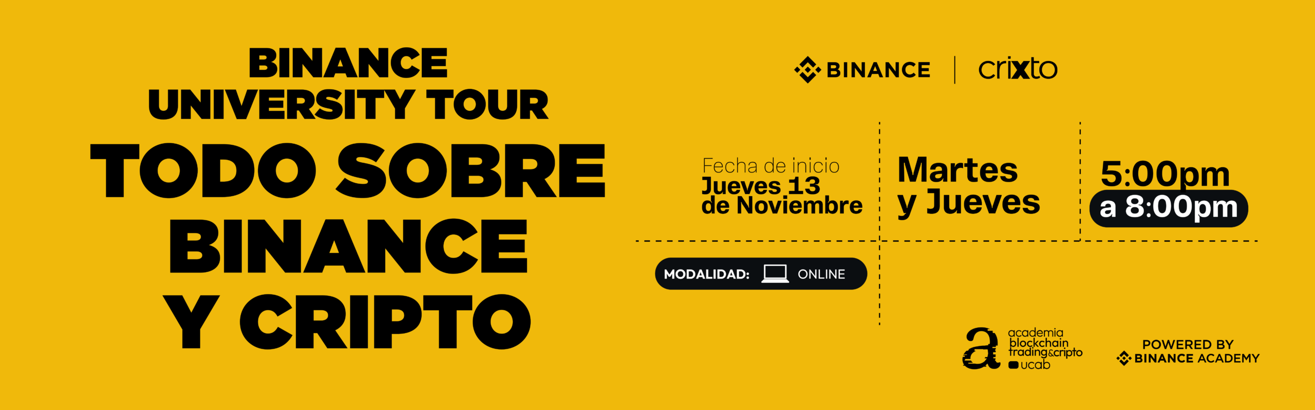 Curso Todo sobre Binance y Cripto - Online